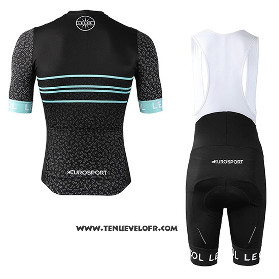 2019 Maillot Ciclismo Eurosport Lecol Noir Mint Manches Courtes et Cuissard